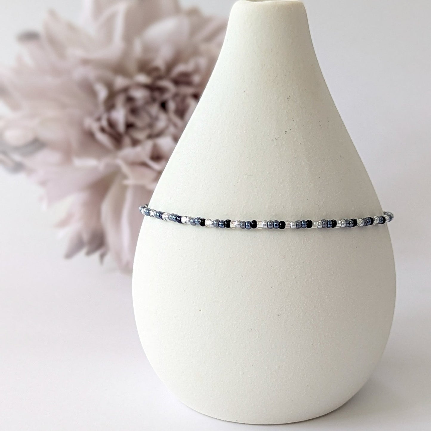 Dainty Anklet - Black, Gray, and Silver Ombre