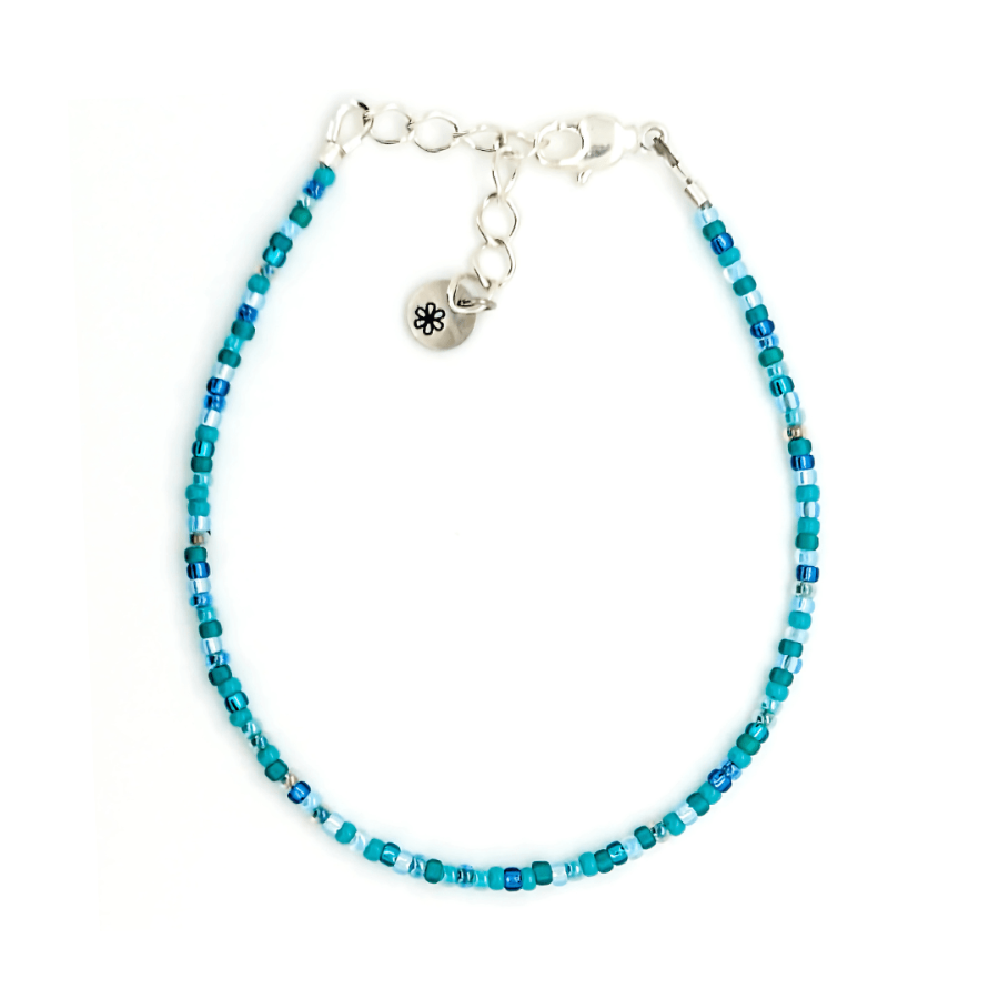 Dainty Anklet - Green with Drop Beads
