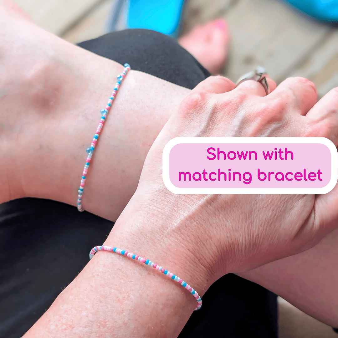 Anklet - Pink and Blue with Drop Beads - creations by cherie