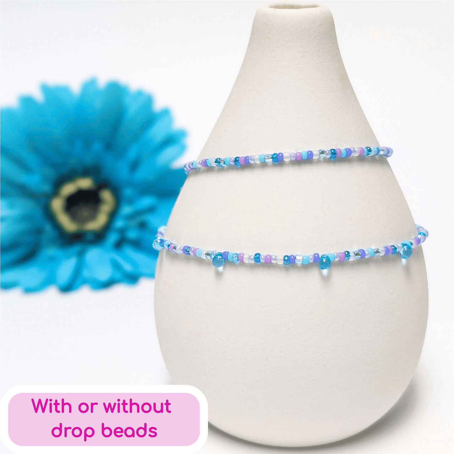 Anklet - Purple and Blue with Drop Beads - creations by cherie