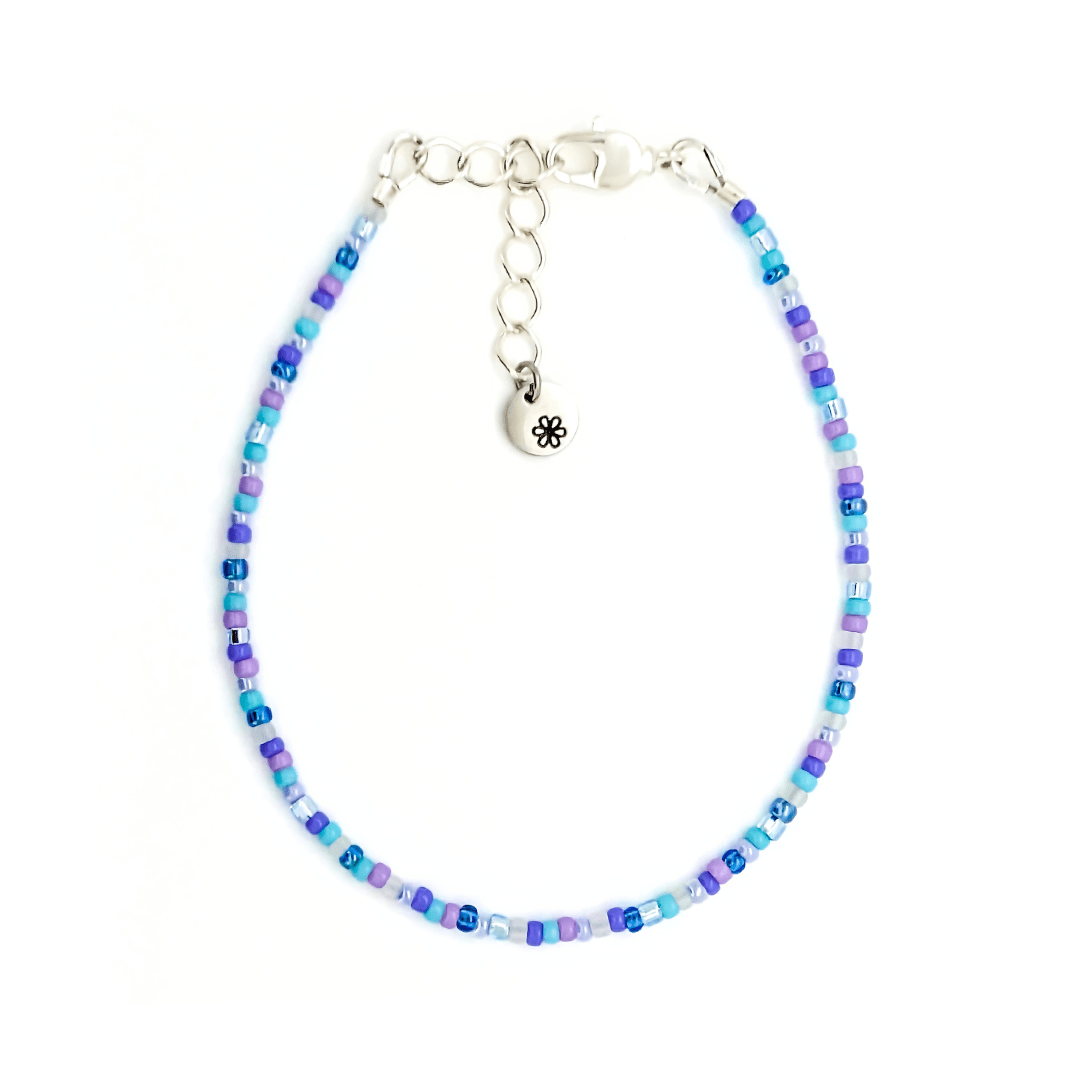 Anklet - Purple and Blue with Drop Beads - creations by cherie