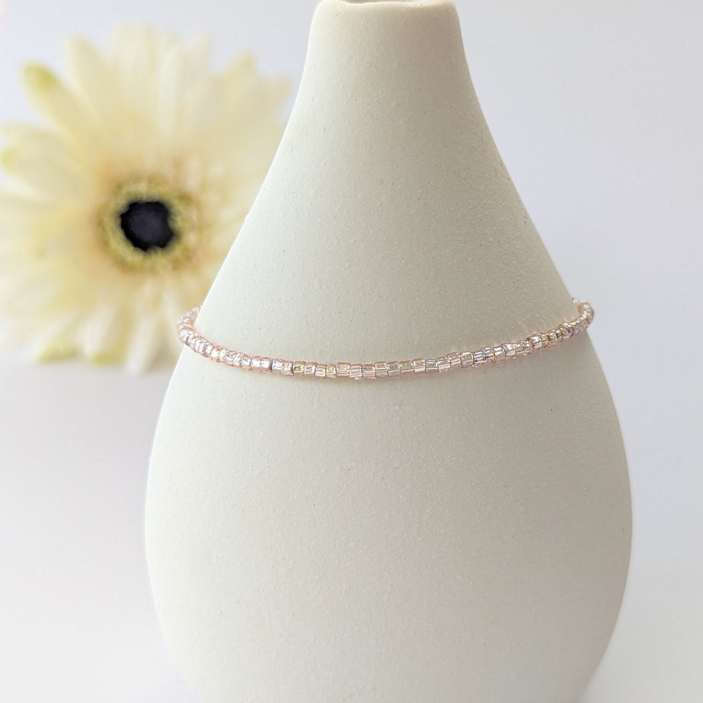 Dainty bracelet - champagne glass beads