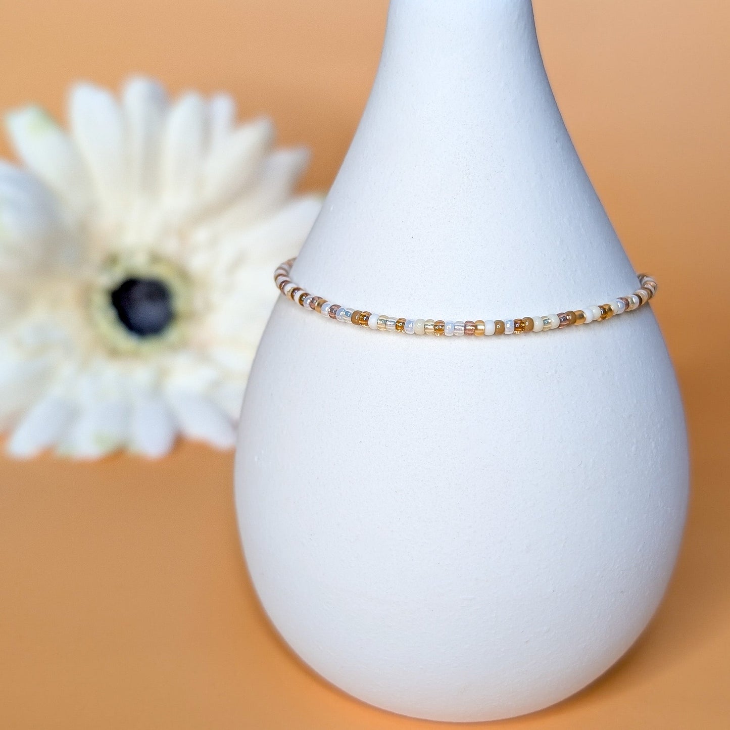Dainty Bracelet - Creme Brulee - Gold Clasp