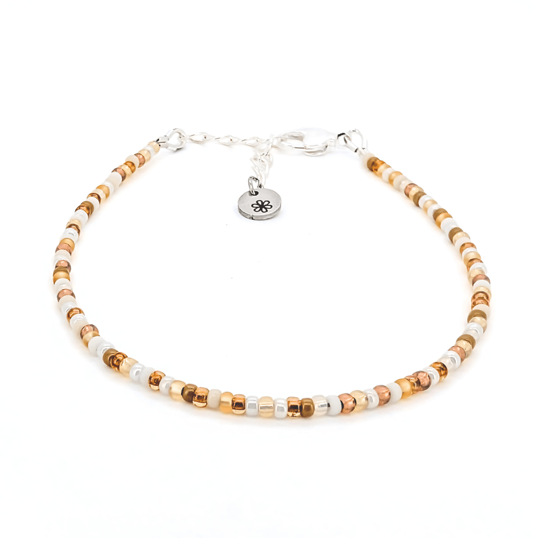 Dainty Bracelet - Creme Brulee - Silver Clasp