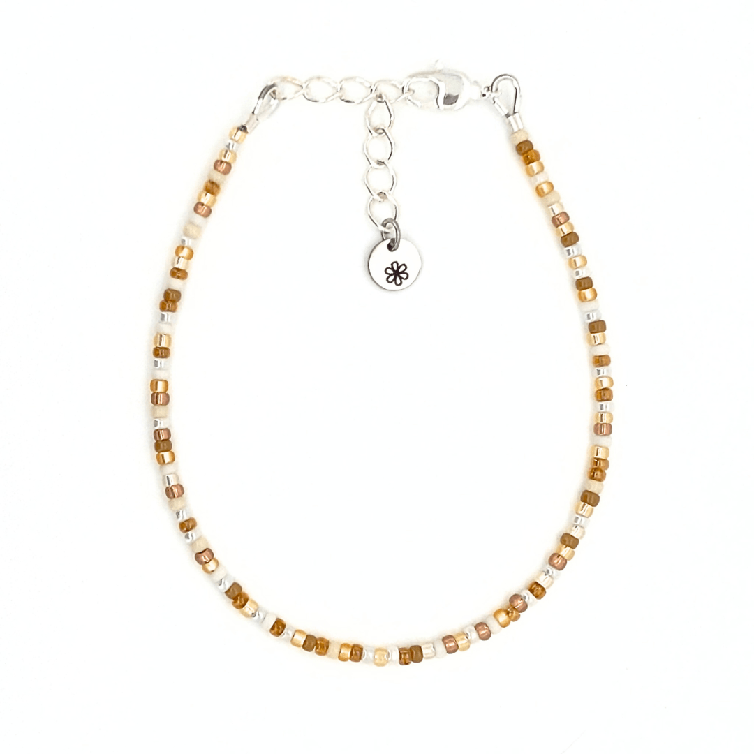 Dainty Bracelet - Creme Brulee - Silver Clasp