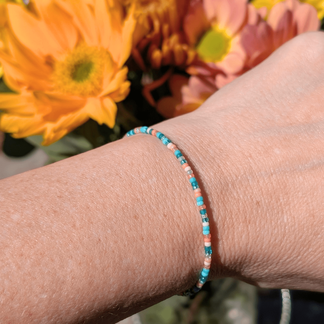 Dainty Bracelet - Peach Orchard - Silver Clasp