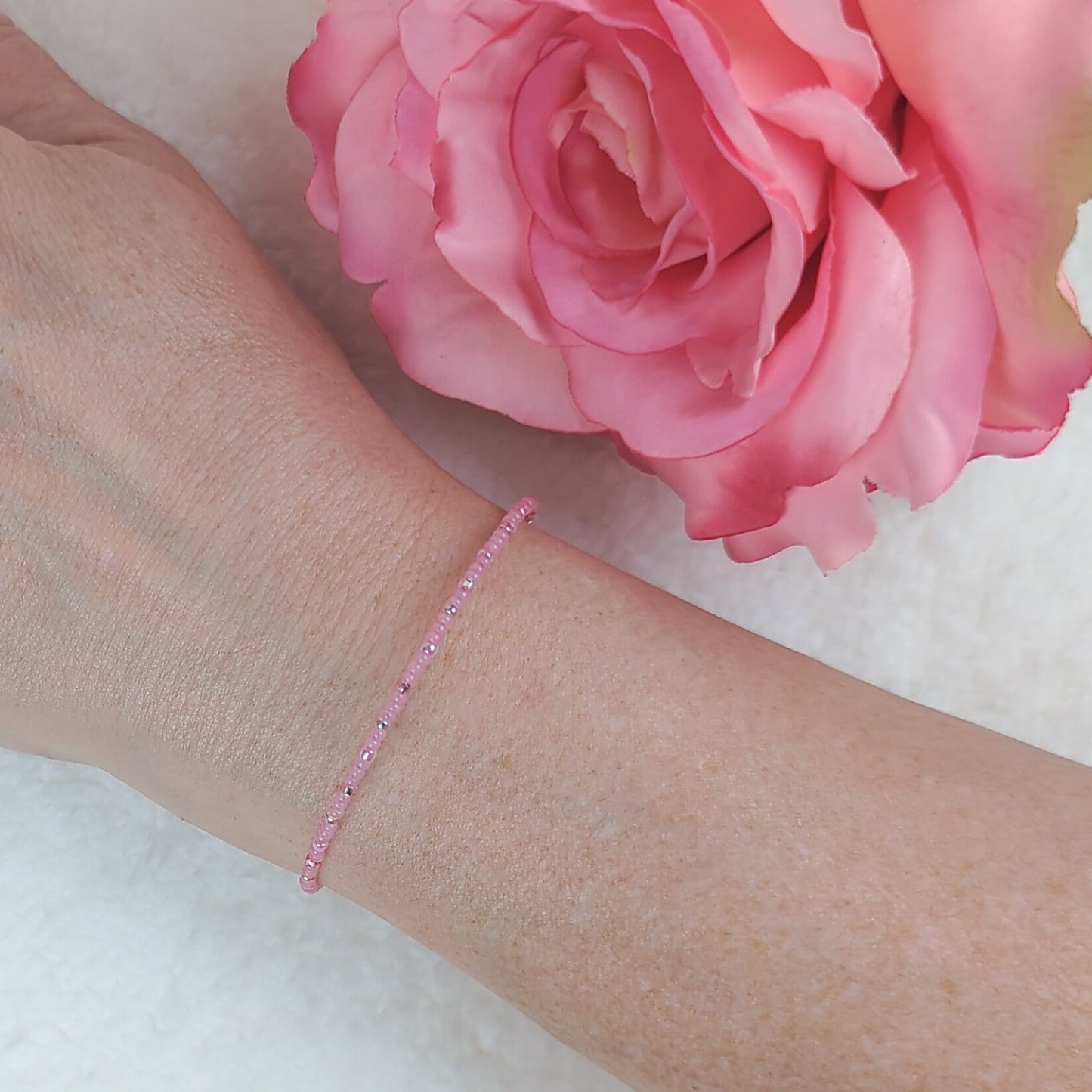 Dainty bracelet - peachy pink - creations by cherie