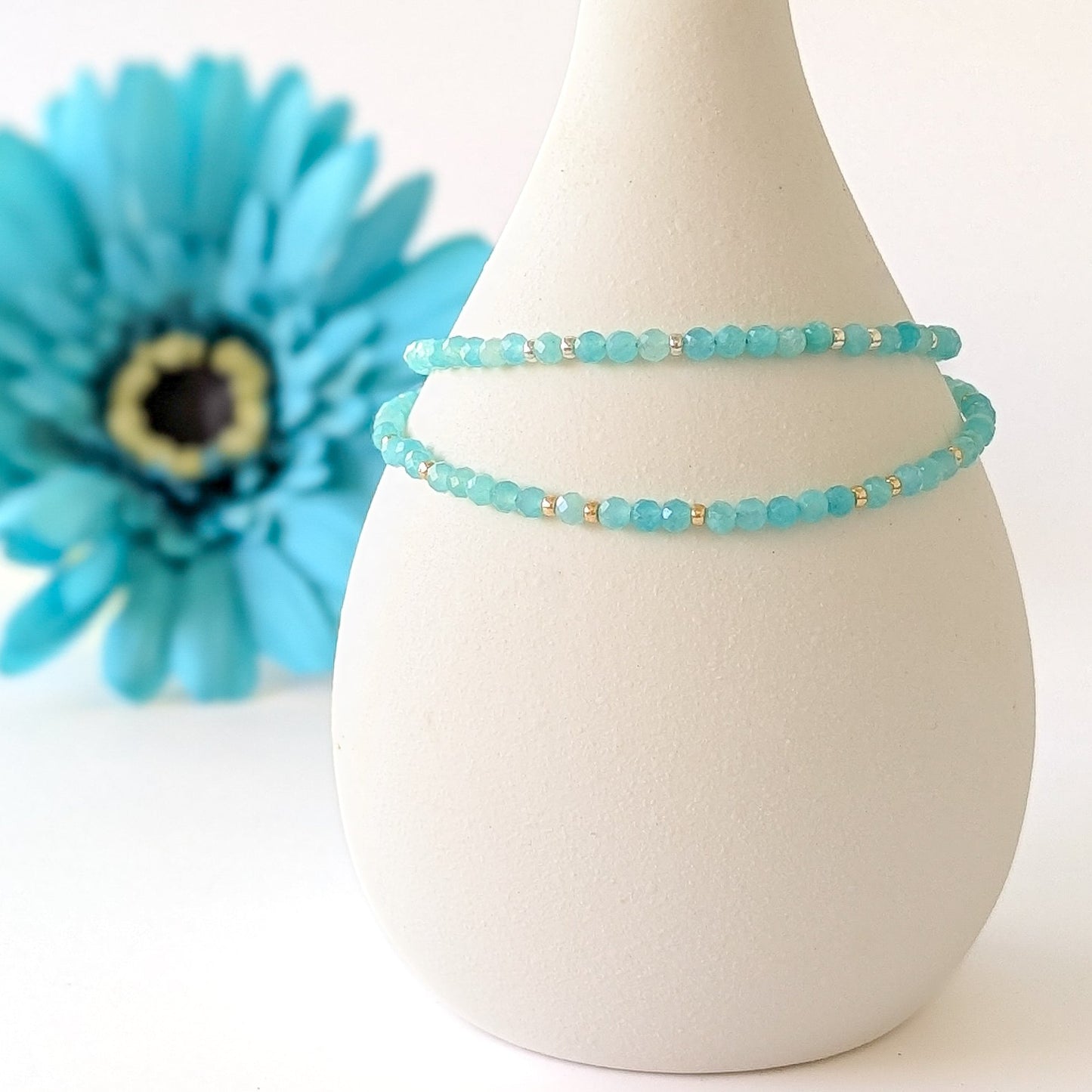 Dainty Gemstone Bracelet - Amazonite in Silver