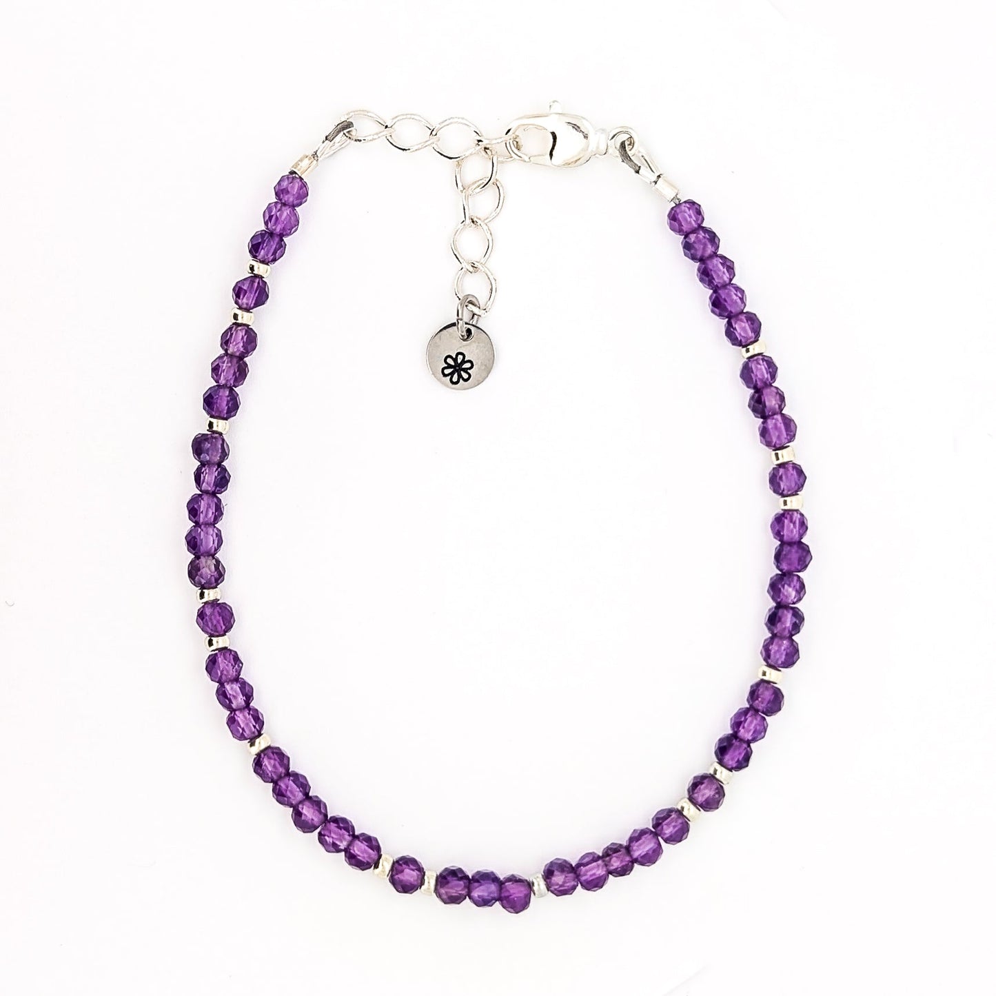 Dainty Gemstone Bracelet - Amethyst in Silver
