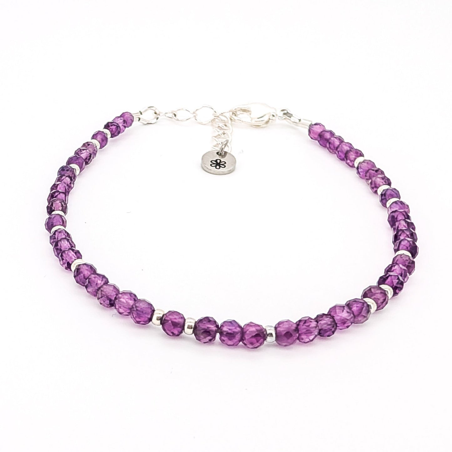 Dainty Gemstone Bracelet - Amethyst in Silver