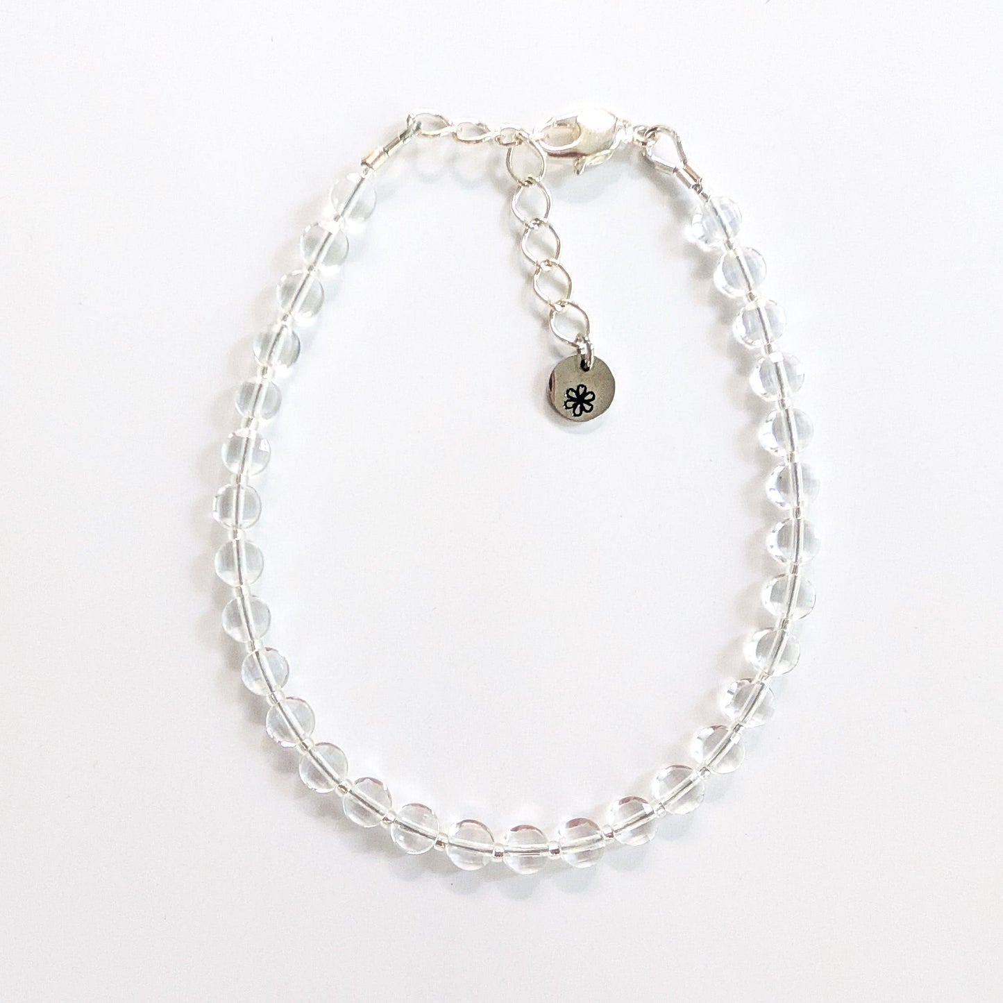 Dainty Gemstone Bracelet - April Birthstone - Clear Quartz in Silver - creations by cherie