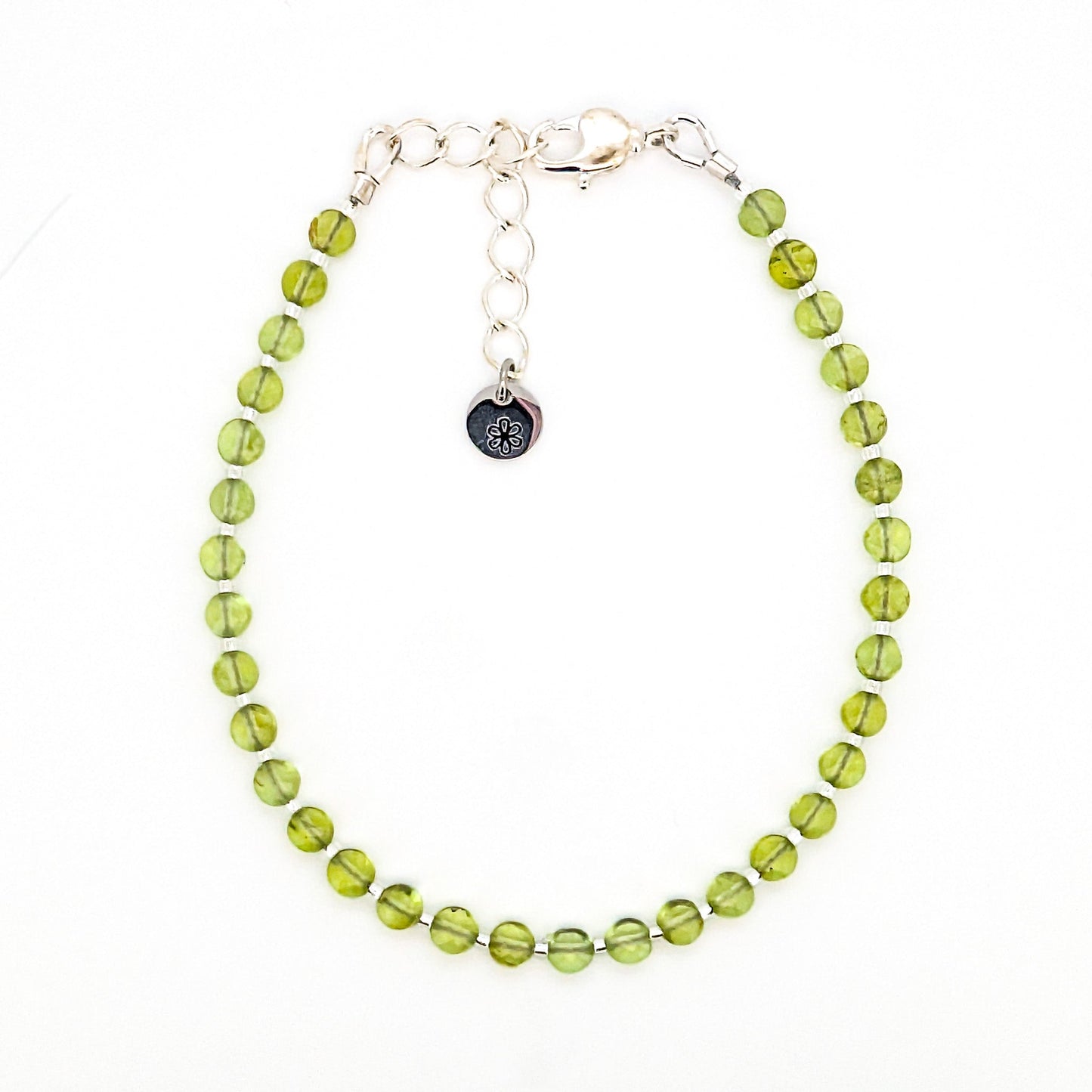Dainty Gemstone Bracelet - August Birthstone - Peridot in Silver - creations by cherie
