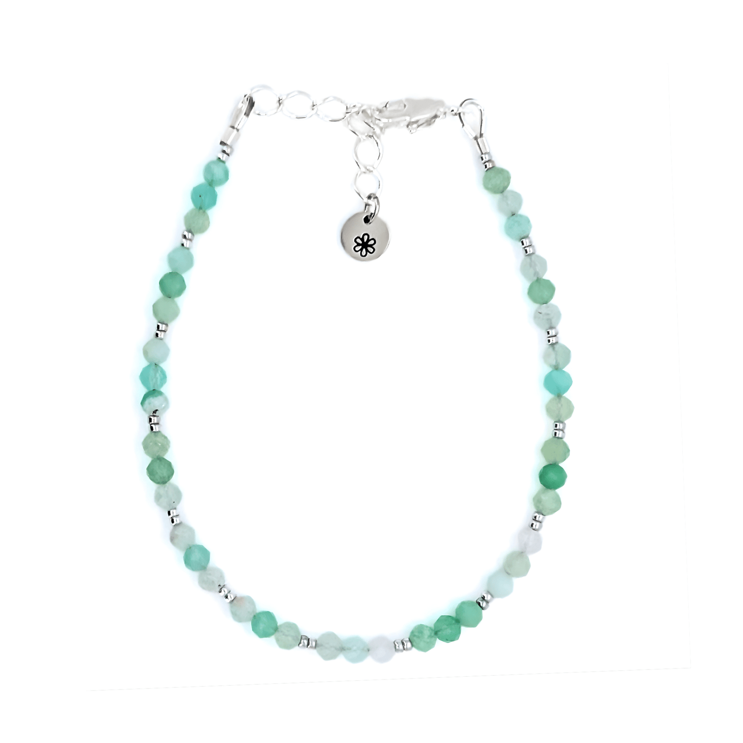 Dainty Gemstone Bracelet - Chrysoprase Silver