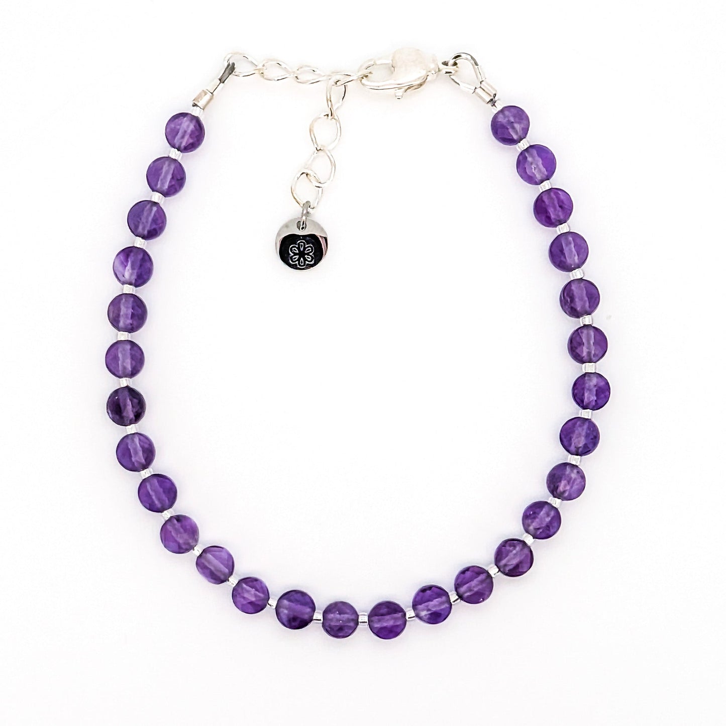 Dainty Gemstone Bracelet - February Birthstone - Amethyst in Silver - creations by cherie