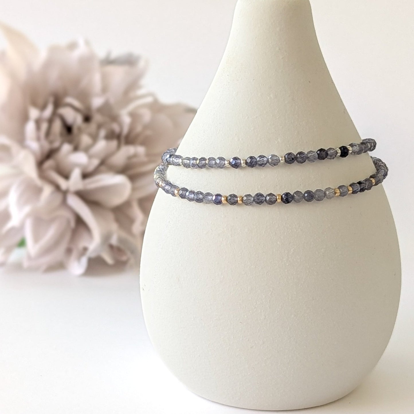 Dainty Gemstone Bracelet - Iolite in Gold