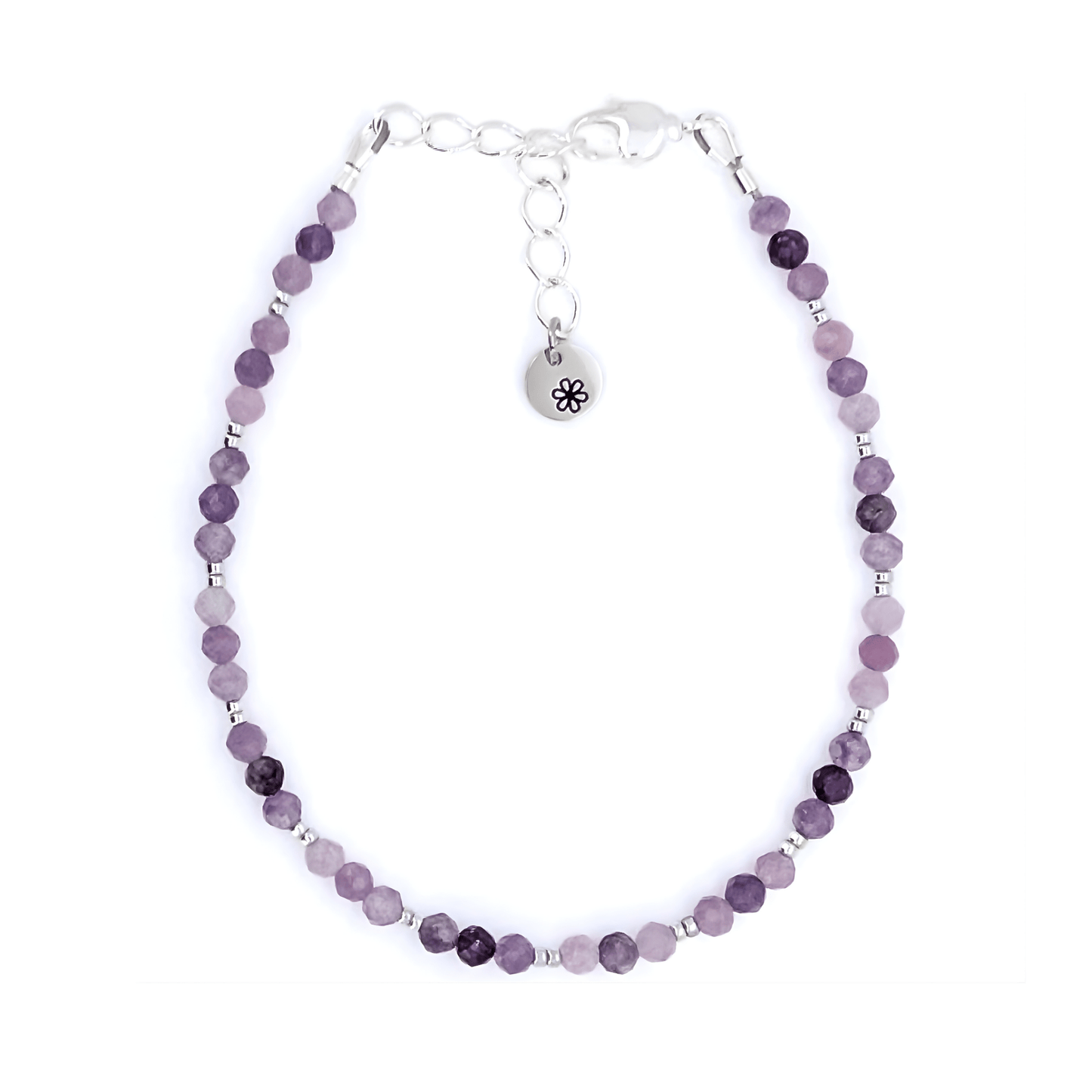 Dainty Gemstone Bracelet - Lepidolite Silver