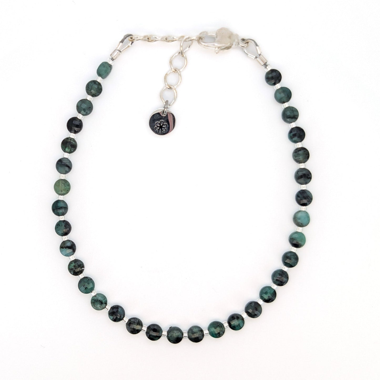 Dainty Gemstone Bracelet - May Birthstone - Emerald in Silver - creations by cherie