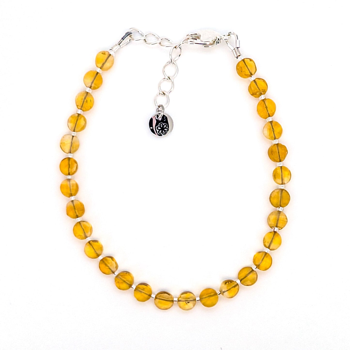 Dainty Gemstone Bracelet - November Birthstone - Citrine in Silver - creations by cherie