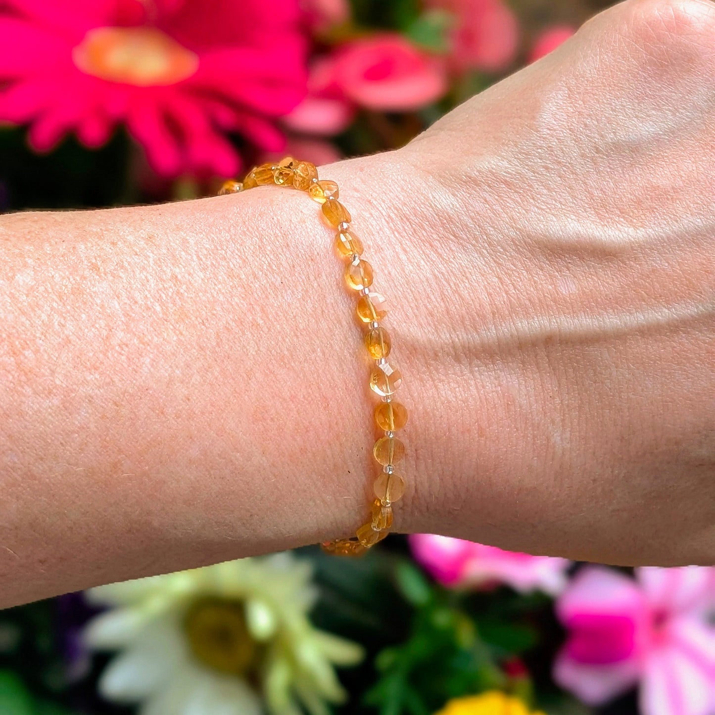 Dainty Gemstone Bracelet - November Birthstone - Citrine in Silver - creations by cherie