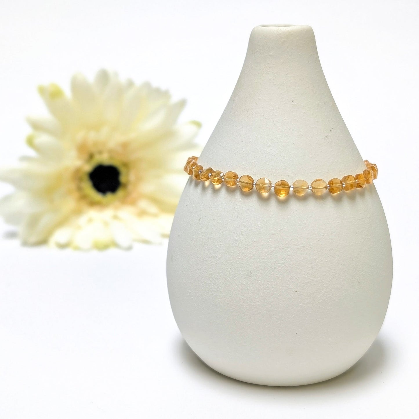 Dainty Gemstone Bracelet - November Birthstone - Citrine in Silver - creations by cherie