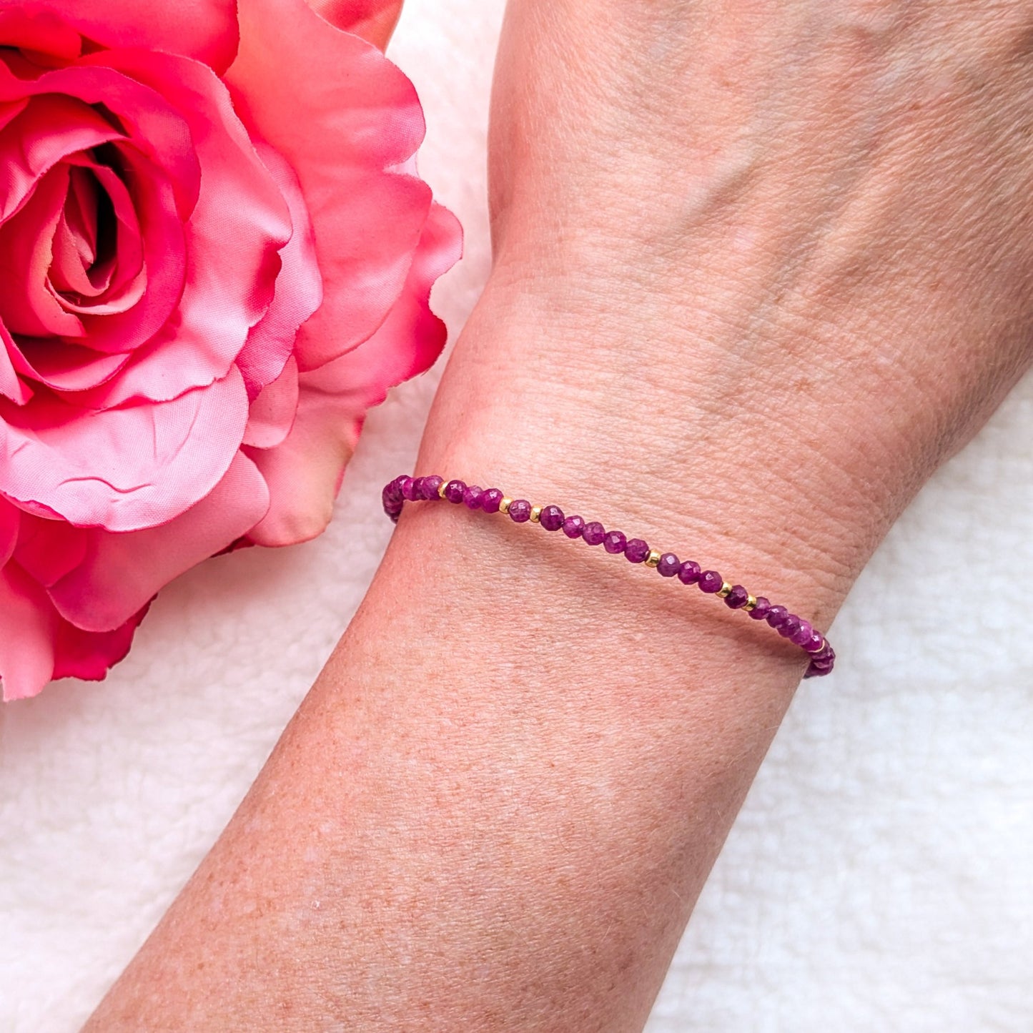 Dainty Gemstone Bracelet - Ruby in Gold