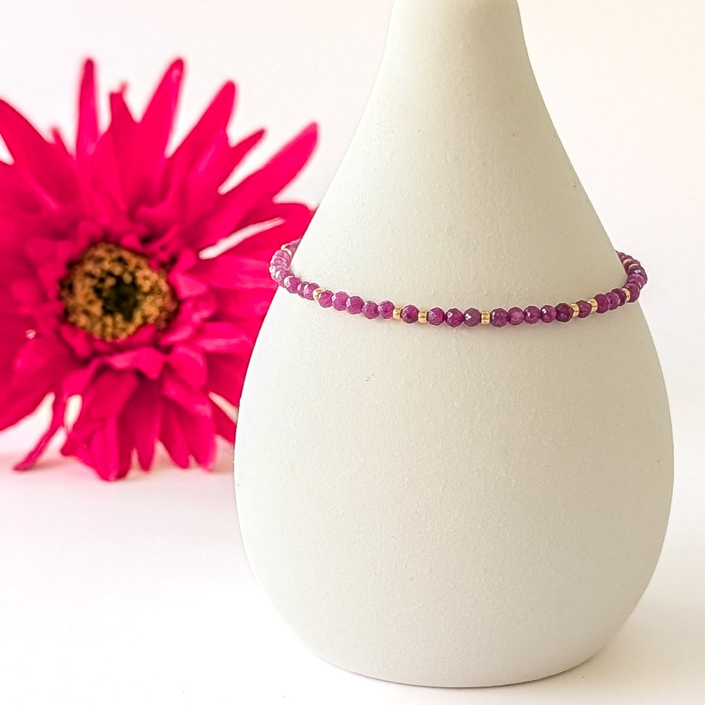 Dainty Gemstone Bracelet - Ruby in Gold