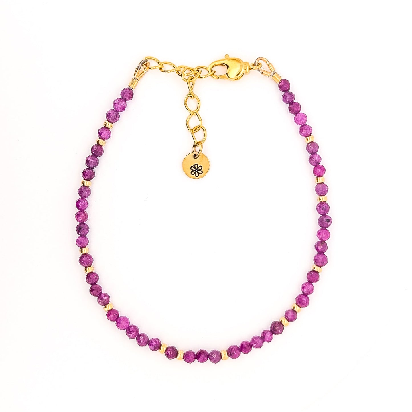 Dainty Gemstone Bracelet - Ruby in Gold