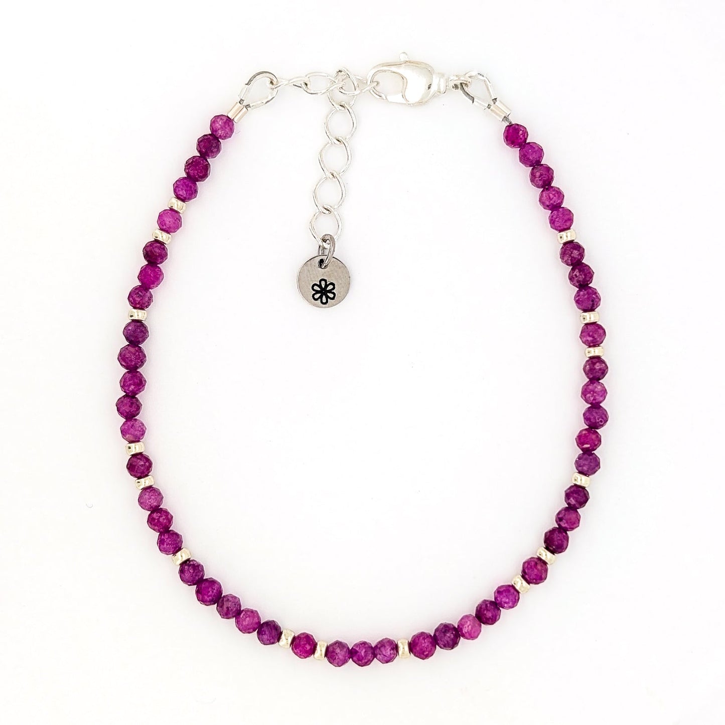 Dainty Gemstone Bracelet - Ruby in Silver - creations by cherie