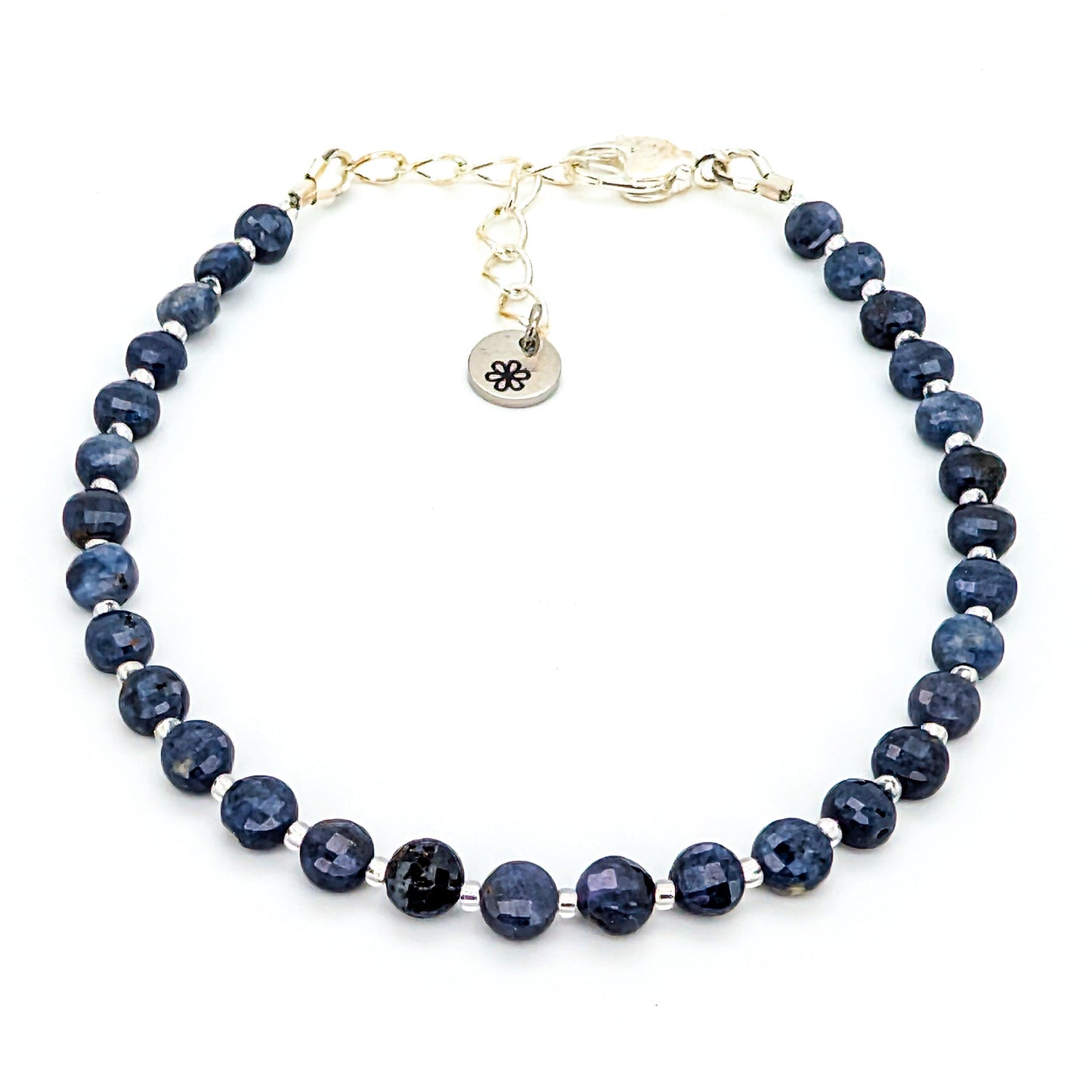 Dainty Gemstone Bracelet - September Birthstone - Sapphire in Silver - creations by cherie