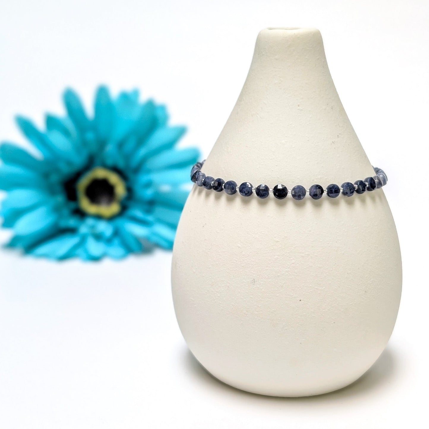 Dainty Gemstone Bracelet - September Birthstone - Sapphire in Silver - creations by cherie