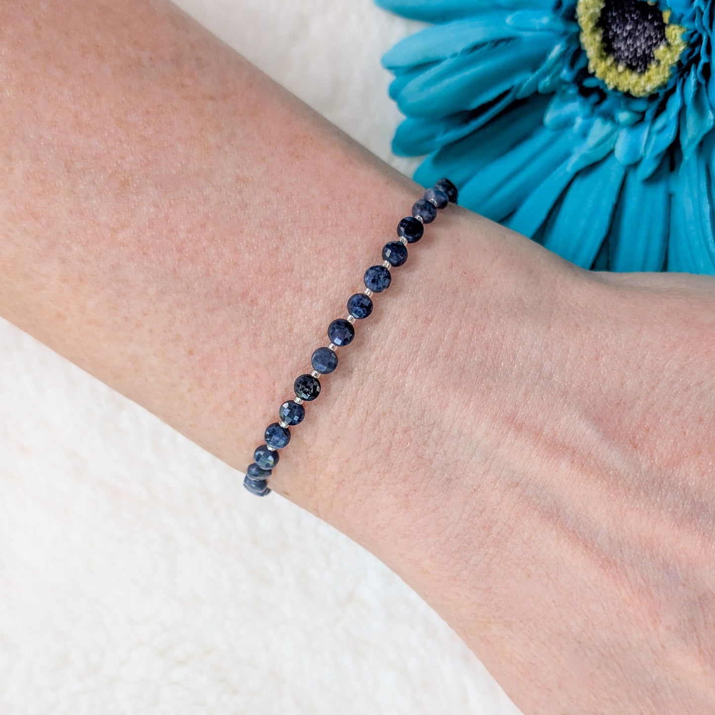 Dainty Gemstone Bracelet - September Birthstone - Sapphire in Silver - creations by cherie