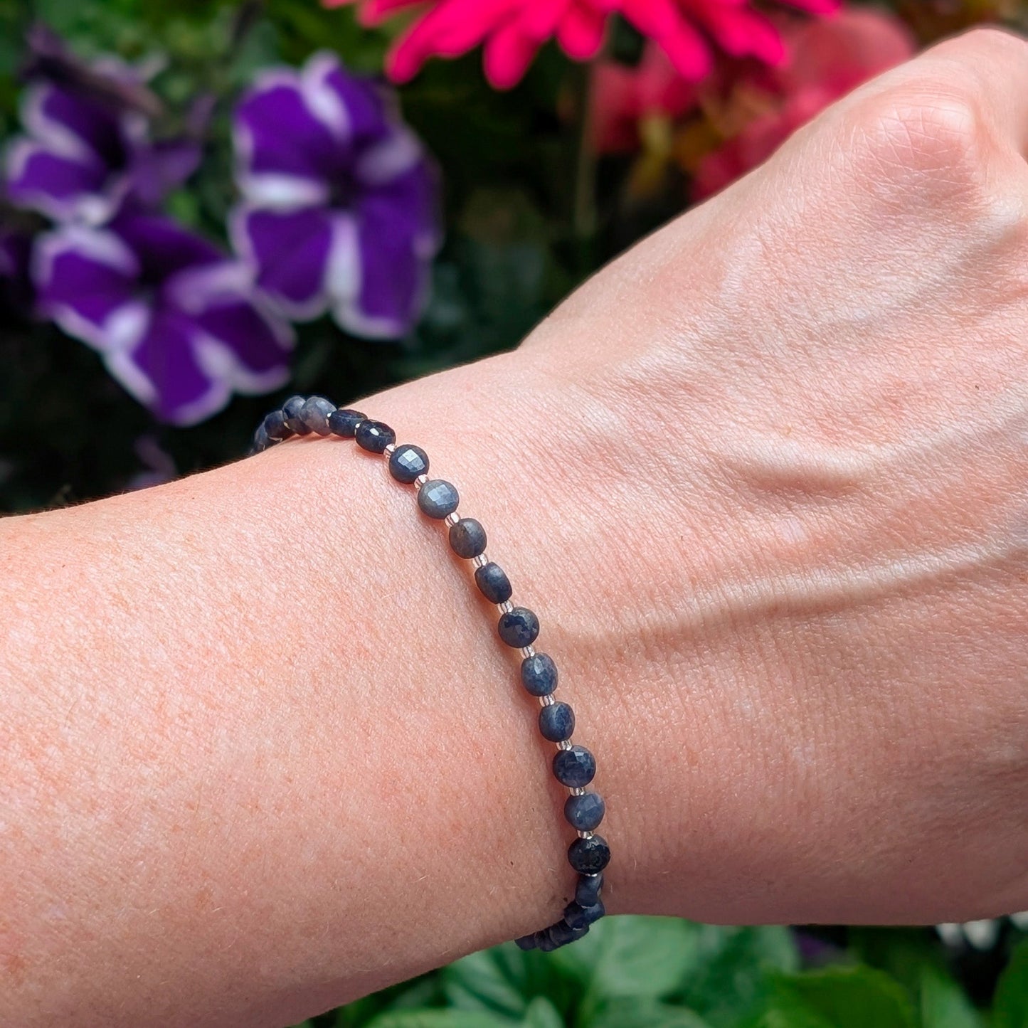 Dainty Gemstone Bracelet - September Birthstone - Sapphire in Silver - creations by cherie
