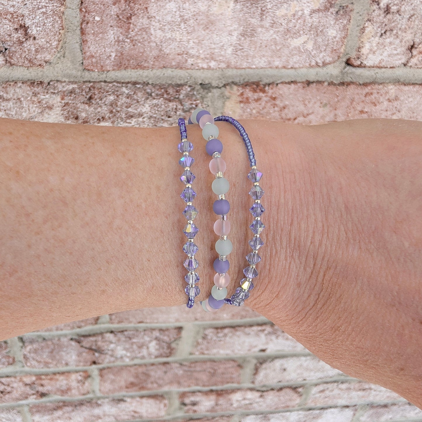 Double wrap - Bicone Crystal Bracelet - Blue