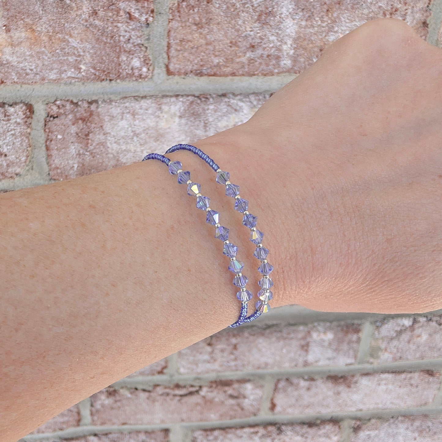 Double wrap - Bicone Crystal Bracelet - Blue