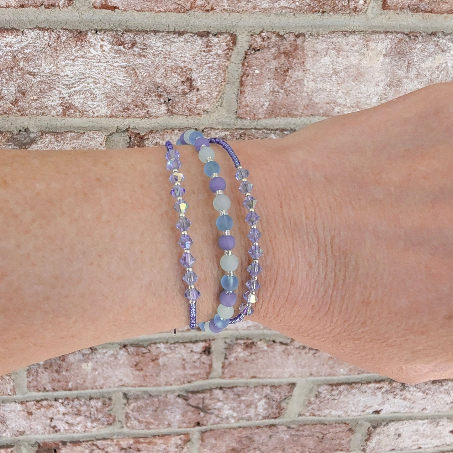 Double wrap - Bicone Crystal Bracelet - Blue