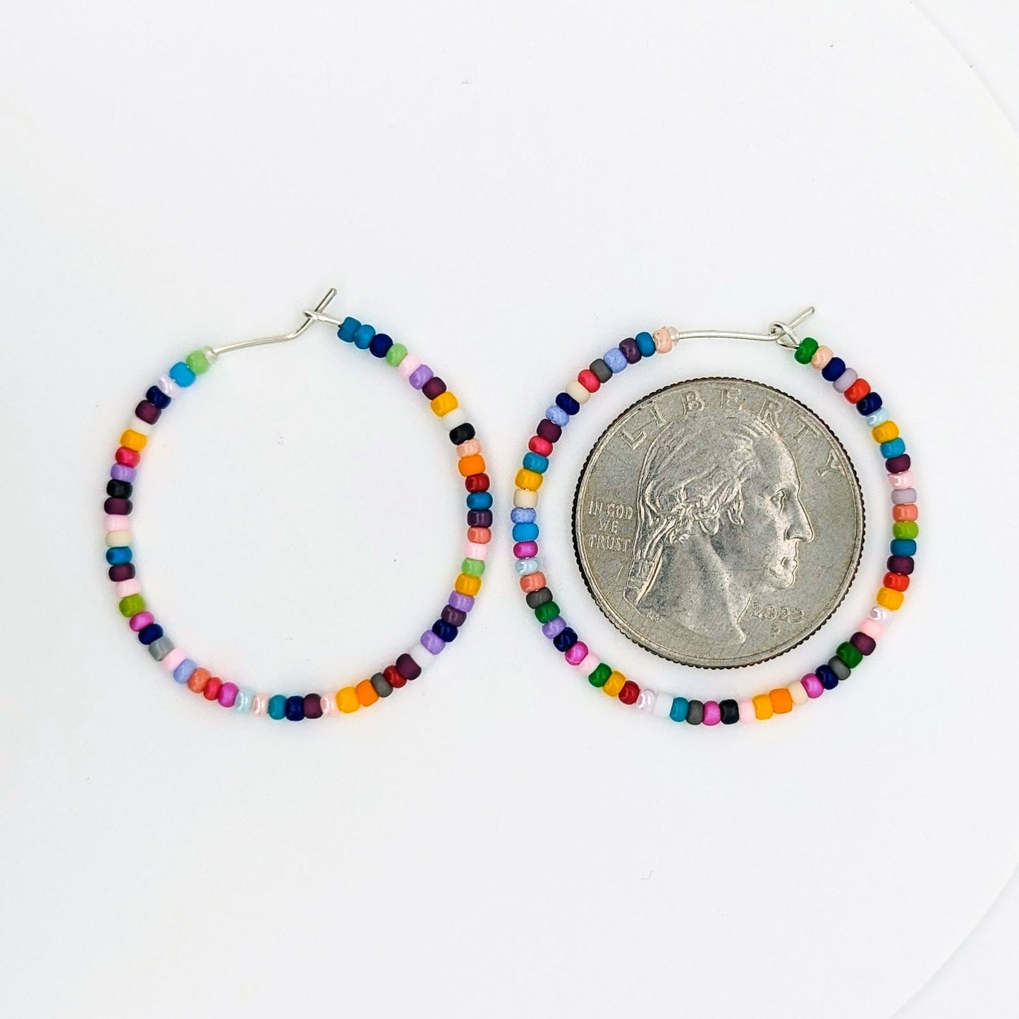 Hoop Earrings - Sterling Silver - Multi Colored Confetti