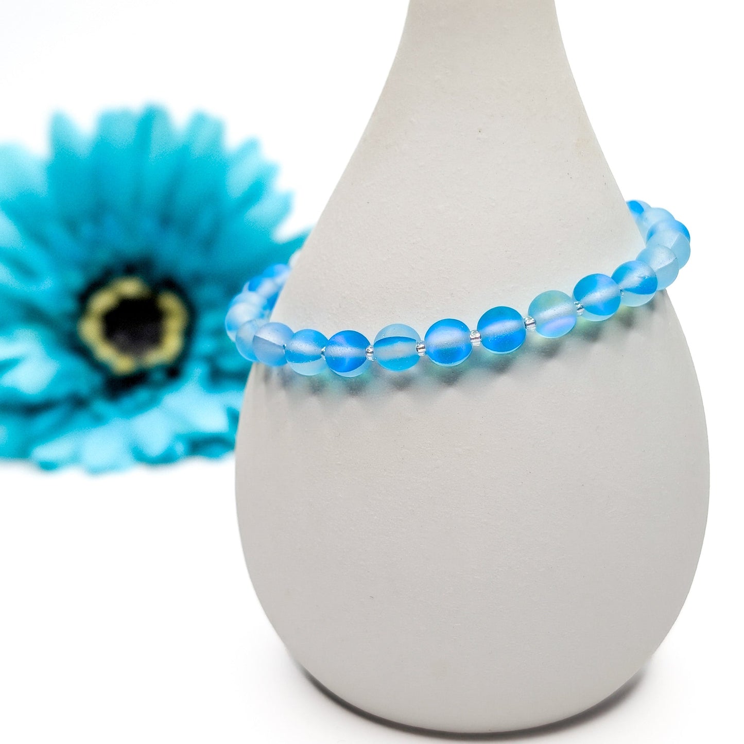 Mermaid Glass Bead Bracelet - blue