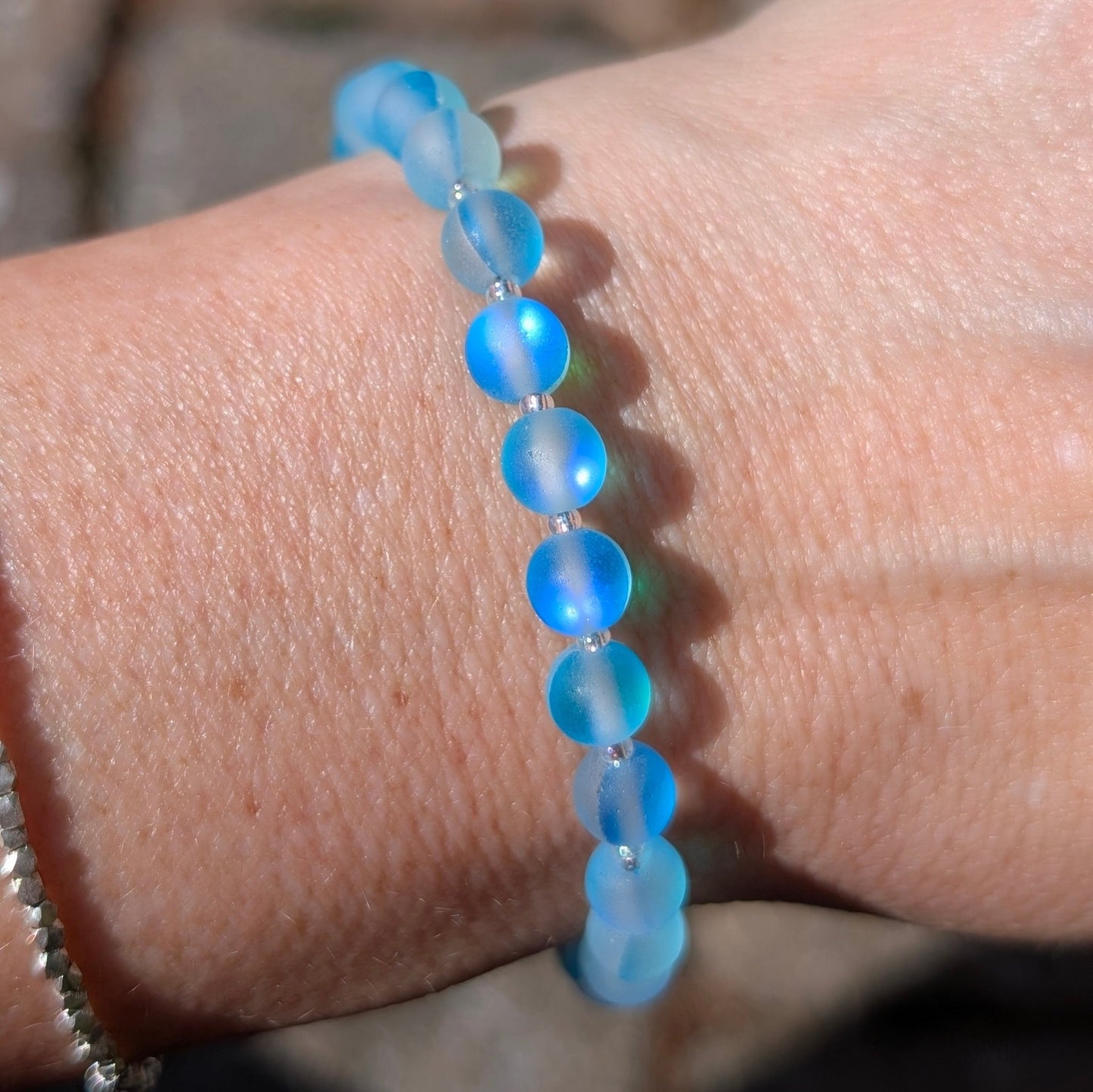 Mermaid Glass Bead Bracelet - blue