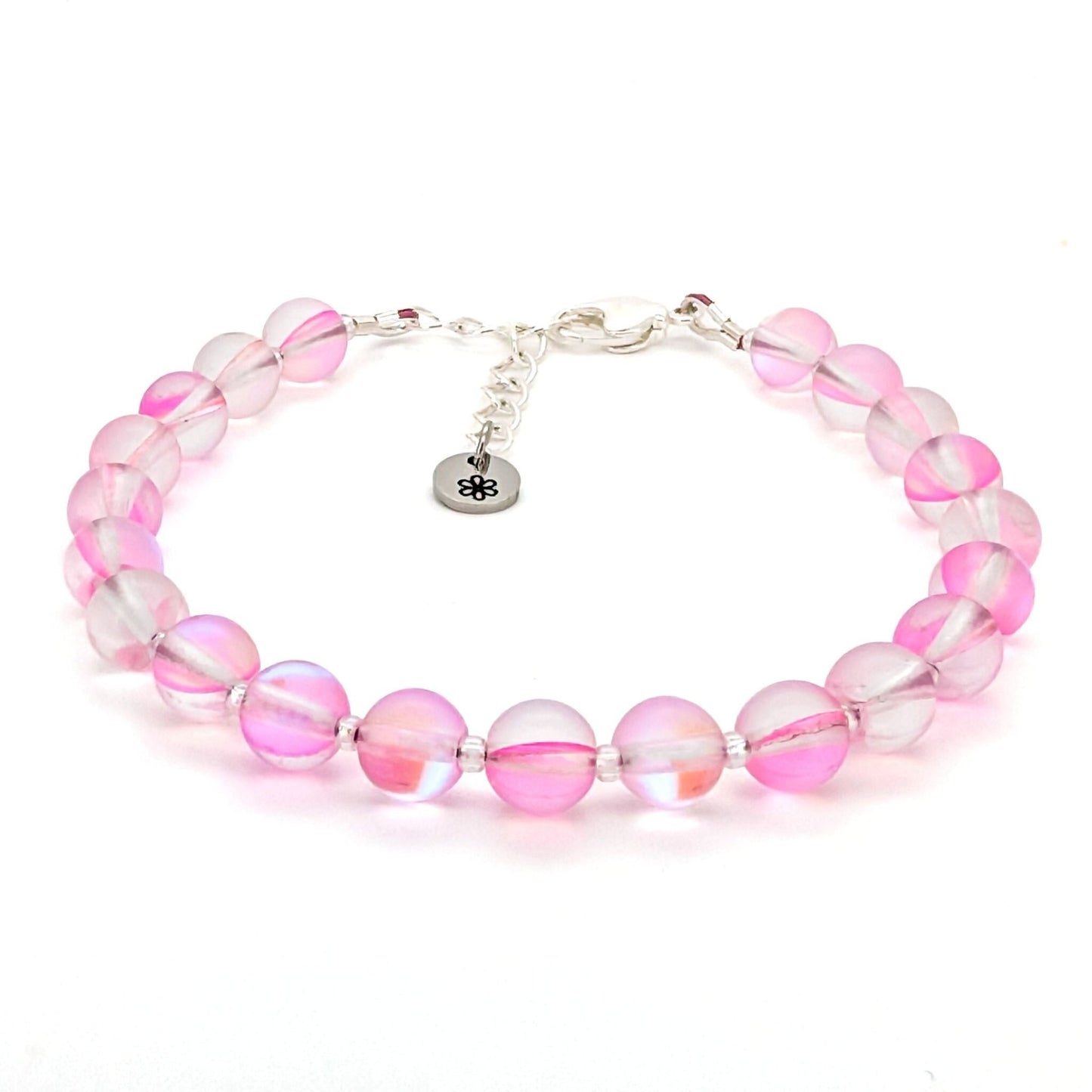 Mermaid Glass Bead Bracelet - Clear Pink