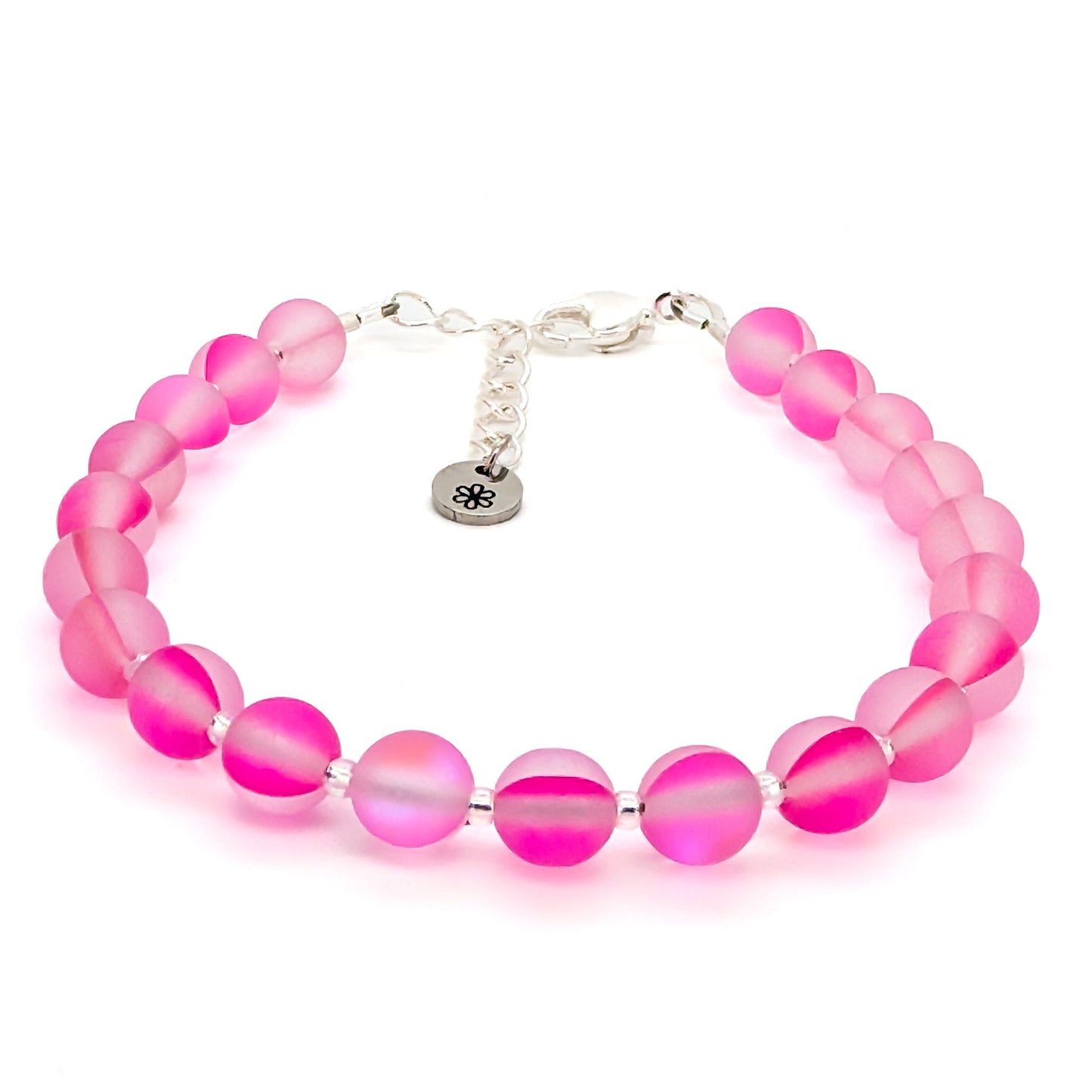 Mermaid Glass Bead Bracelet - Hot Pink