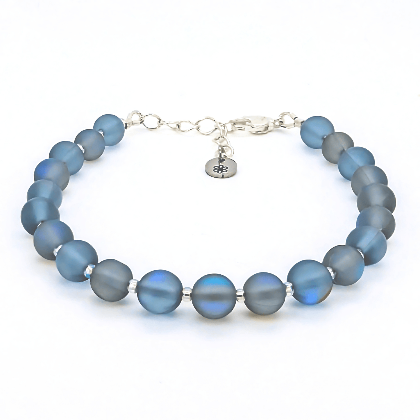 Mermaid Glass Bead Bracelet - Matte Gray
