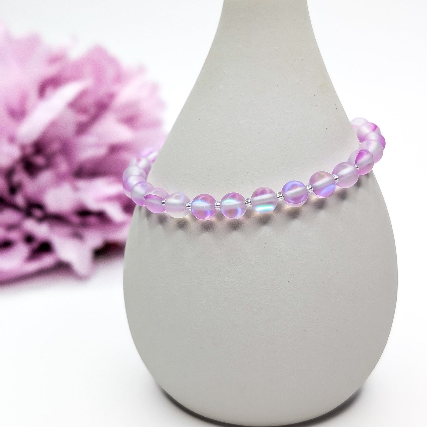 Mermaid Glass Bead Bracelet - Matte Lavender
