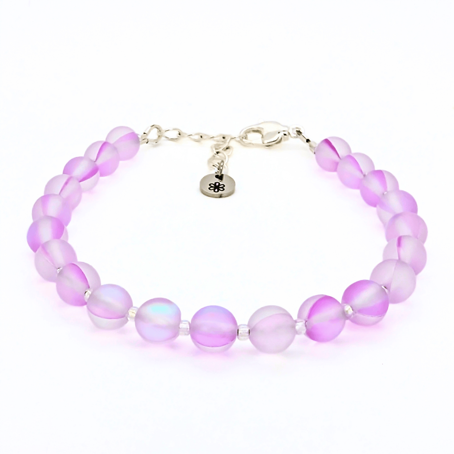 Mermaid Glass Bead Bracelet - Matte Lavender