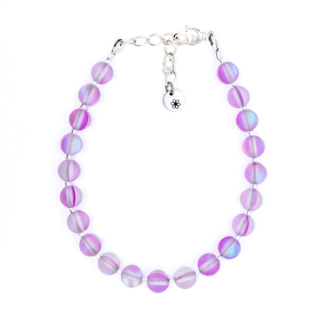 Mermaid Glass Bead Bracelet - Matte Lavender