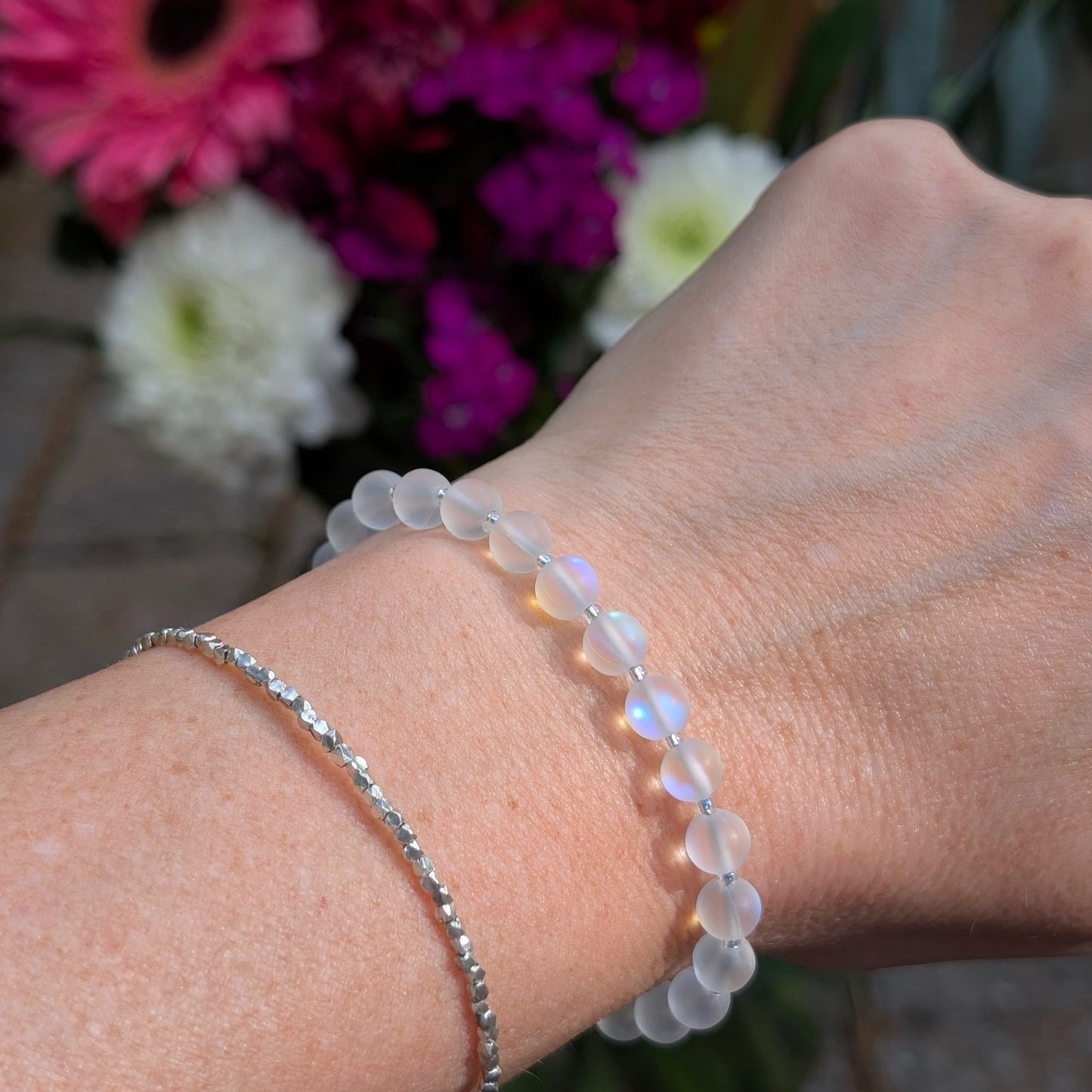 Mermaid Glass Bead Bracelet - Matte White