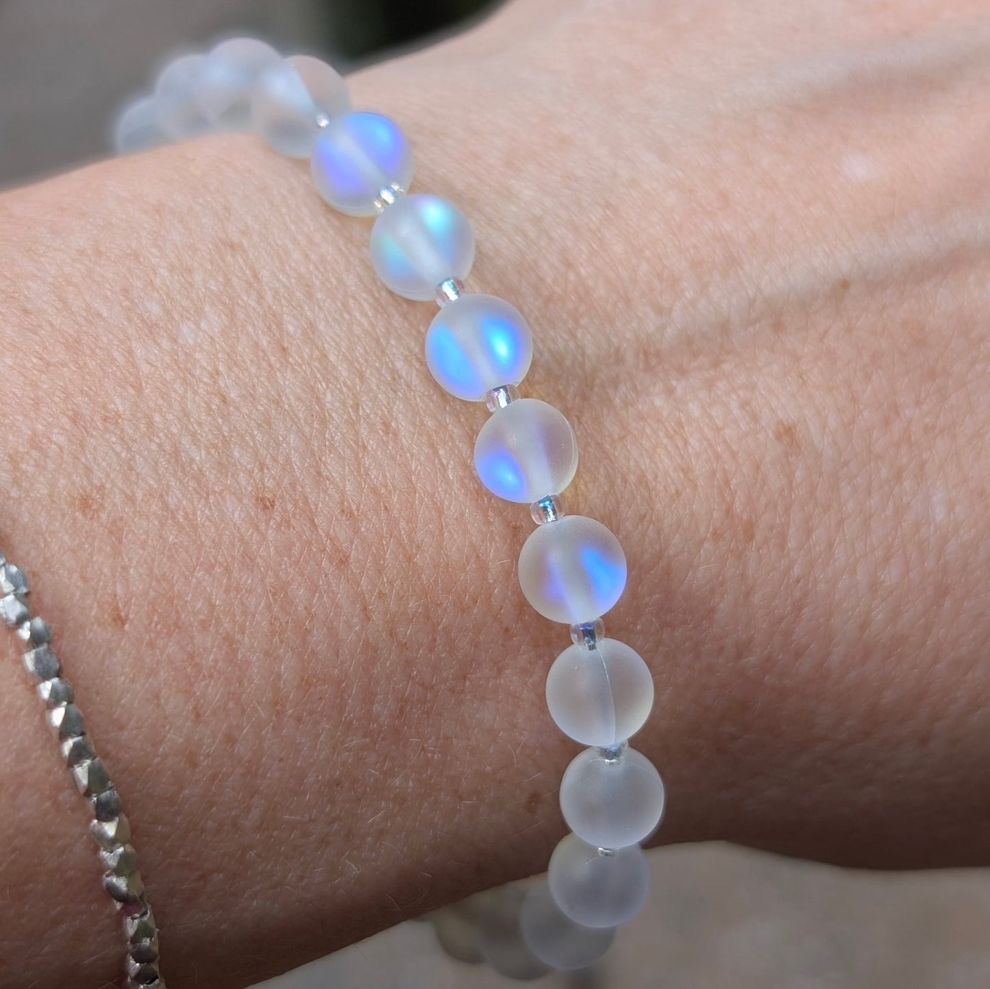 Mermaid Glass Bead Bracelet - Matte White
