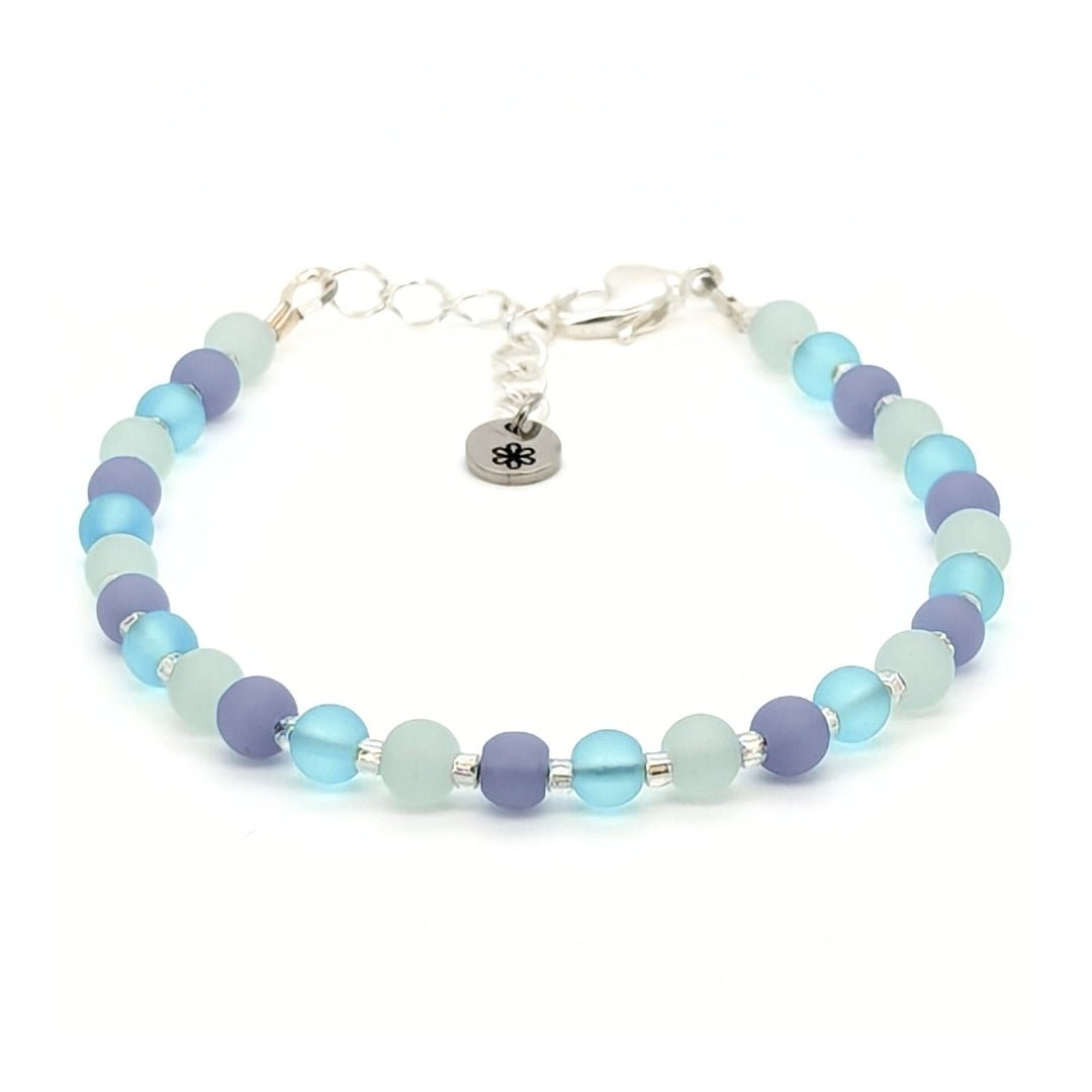 Sea Glass Bracelet - green, periwinkle and blue