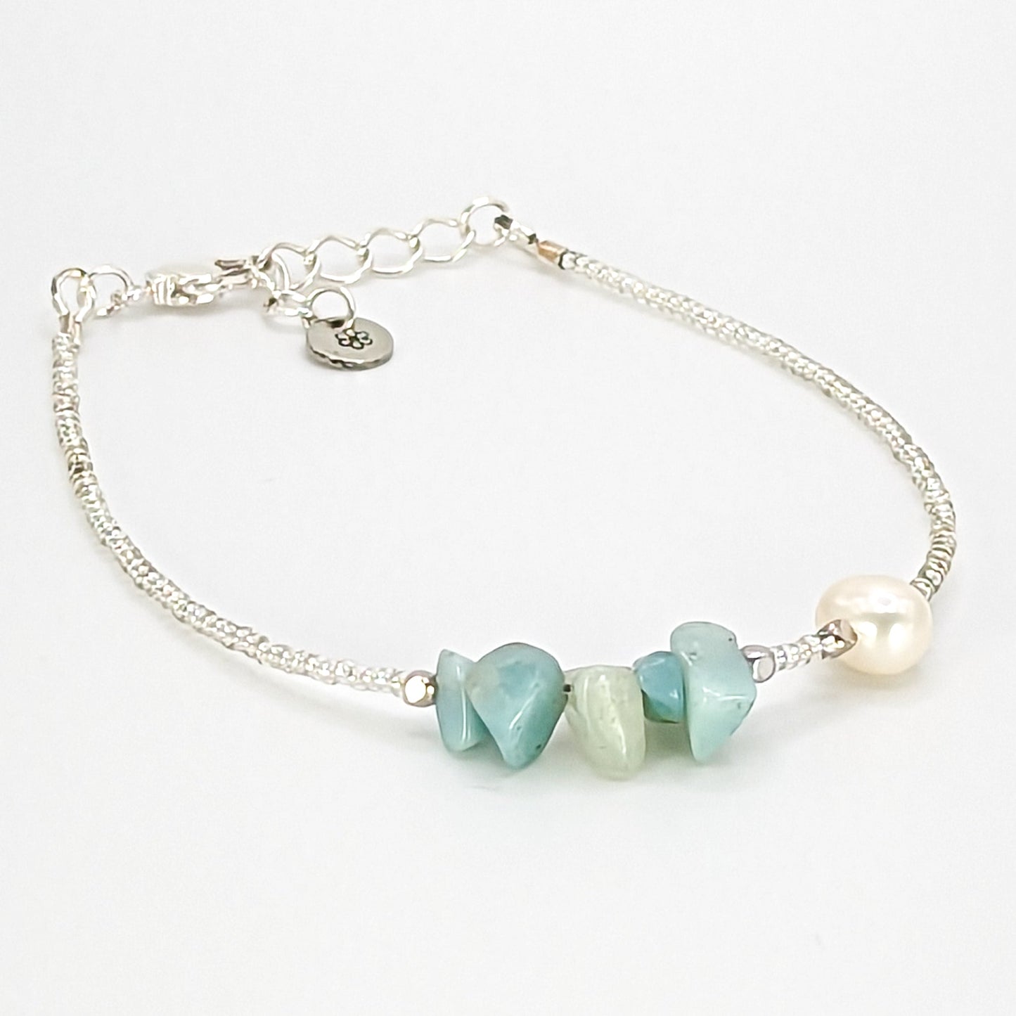 Amazonite and fresh water pearl handmade bracelet - creations by cherie