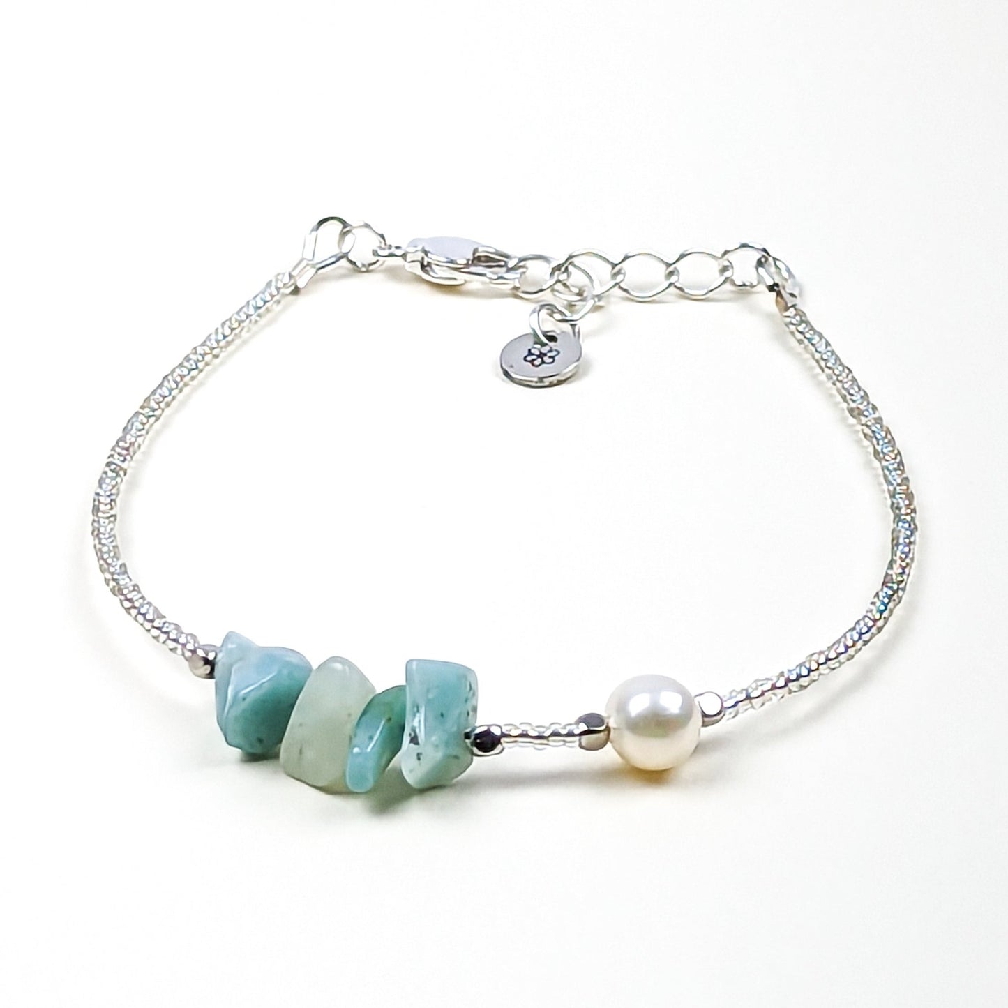 Amazonite and fresh water pearl handmade bracelet - creations by cherie