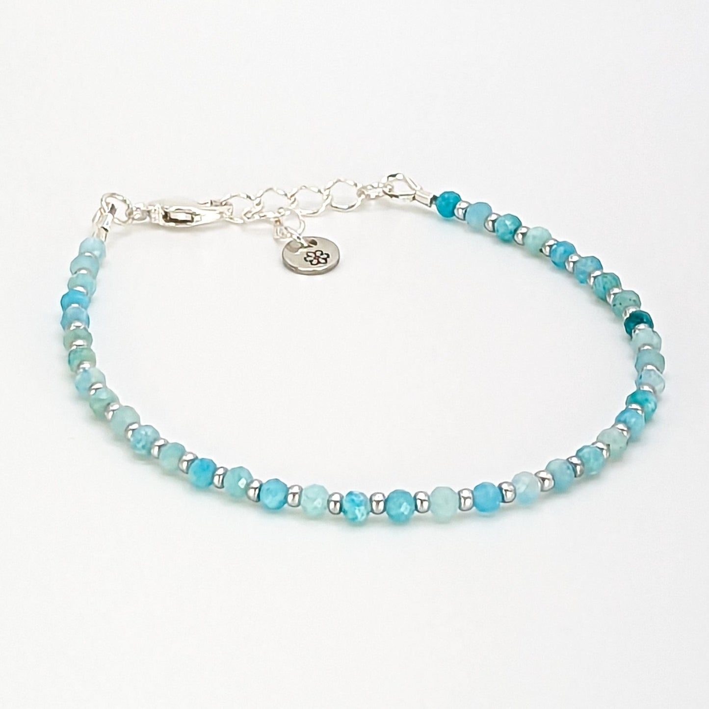 Amazonite and silver glass bead handmade bracelet - creations by cherie